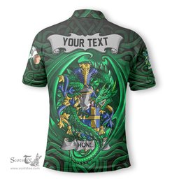 ScotsTee Shop Irish Hone or O Hone Coat of Arms Irish Polo Shirt Family Crest Green Dragon Of Ireland Polo Shirt