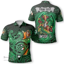 ScotsTee Shop Irish Knight Coat of Arms Irish Polo Shirt Family Crest Green Dragon Of Ireland Polo Shirt