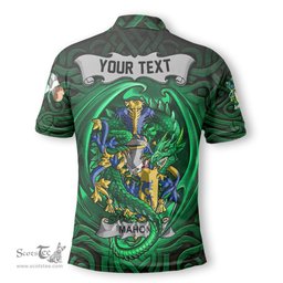 ScotsTee Shop Irish Mahon or O Mahon Coat of Arms Irish Polo Shirt Family Crest Green Dragon Of Ireland Polo Shirt