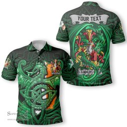 ScotsTee Shop Irish Mandevile Coat of Arms Irish Polo Shirt Family Crest Green Dragon Of Ireland Polo Shirt