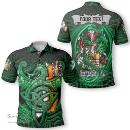 ScotsTee Shop Irish Malaphant Coat of Arms Irish Polo Shirt Family Crest Green Dragon Of Ireland Polo Shirt