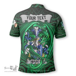 ScotsTee Shop Irish Meredith Coat of Arms Irish Polo Shirt Family Crest Green Dragon Of Ireland Polo Shirt