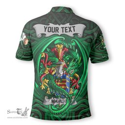 ScotsTee Shop Irish Marlay or O Marley Coat of Arms Irish Polo Shirt Family Crest Green Dragon Of Ireland Polo Shirt