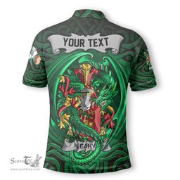ScotsTee Shop Irish Leahy or O Lahy Coat of Arms Irish Polo Shirt Family Crest Green Dragon Of Ireland Polo Shirt