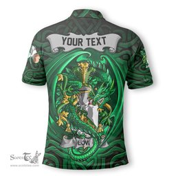 ScotsTee Shop Irish Low Coat of Arms Irish Polo Shirt Family Crest Green Dragon Of Ireland Polo Shirt