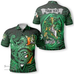 ScotsTee Shop Irish Low Coat of Arms Irish Polo Shirt Family Crest Green Dragon Of Ireland Polo Shirt