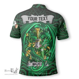 ScotsTee Shop Irish Malone or O Malone Coat of Arms Irish Polo Shirt Family Crest Green Dragon Of Ireland Polo Shirt