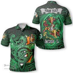 ScotsTee Shop Irish Mallory Coat of Arms Irish Polo Shirt Family Crest Green Dragon Of Ireland Polo Shirt