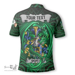 ScotsTee Shop Irish Ware Coat of Arms Irish Polo Shirt Family Crest Green Dragon Of Ireland Polo Shirt