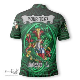 ScotsTee Shop Irish Vizer Coat of Arms Irish Polo Shirt Family Crest Green Dragon Of Ireland Polo Shirt