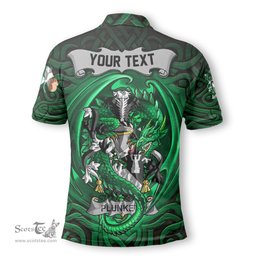 ScotsTee Shop Irish Plunkett Coat of Arms Irish Polo Shirt Family Crest Green Dragon Of Ireland Polo Shirt