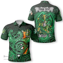 ScotsTee Shop Irish Robison or Robinson Coat of Arms Irish Polo Shirt Family Crest Green Dragon Of Ireland Polo Shirt