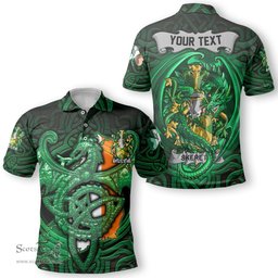 ScotsTee Shop Irish Skereth or Skerret Coat of Arms Irish Polo Shirt Family Crest Green Dragon Of Ireland Polo Shirt