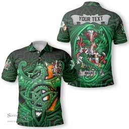 ScotsTee Shop Irish Parker Coat of Arms Irish Polo Shirt Family Crest Green Dragon Of Ireland Polo Shirt