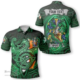 ScotsTee Shop Irish Penrose Coat of Arms Irish Polo Shirt Family Crest Green Dragon Of Ireland Polo Shirt