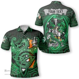 ScotsTee Shop Irish Parke Coat of Arms Irish Polo Shirt Family Crest Green Dragon Of Ireland Polo Shirt