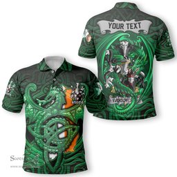 ScotsTee Shop Irish Woodford Coat of Arms Irish Polo Shirt Family Crest Green Dragon Of Ireland Polo Shirt