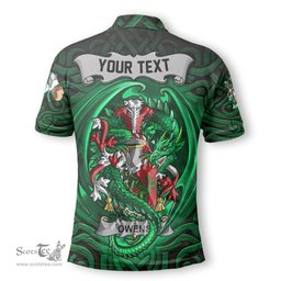 ScotsTee Shop Irish Owens Coat of Arms Irish Polo Shirt Family Crest Green Dragon Of Ireland Polo Shirt