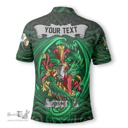 ScotsTee Shop Irish Stephens Coat of Arms Irish Polo Shirt Family Crest Green Dragon Of Ireland Polo Shirt