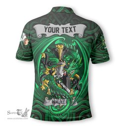 ScotsTee Shop Irish Waller Coat of Arms Irish Polo Shirt Family Crest Green Dragon Of Ireland Polo Shirt
