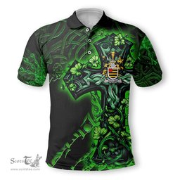 ScotsTee Shop Irish Tallant or Tallon Coat of Arms Irish Polo Shirt Family Crest Celtic Cross And Dragon Polo Shirt