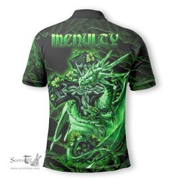 ScotsTee Shop Irish McNulty Coat of Arms Irish Polo Shirt Family Crest Celtic Cross And Dragon Polo Shirt