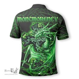 ScotsTee Shop Irish Montmorency Coat of Arms Irish Polo Shirt Family Crest Celtic Cross And Dragon Polo Shirt