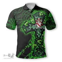 ScotsTee Shop Irish Ring or O Ring Coat of Arms Irish Polo Shirt Family Crest Celtic Cross And Dragon Polo Shirt