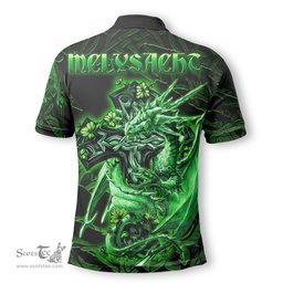 ScotsTee Shop Irish McLysacht or Lysacht Coat of Arms Irish Polo Shirt Family Crest Celtic Cross And Dragon Polo Shirt