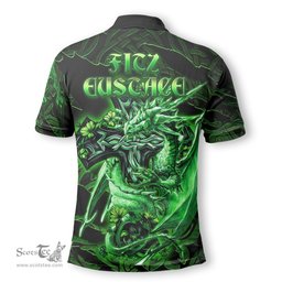 ScotsTee Shop Irish Fitz Eustace Coat of Arms Irish Polo Shirt Family Crest Celtic Cross And Dragon Polo Shirt