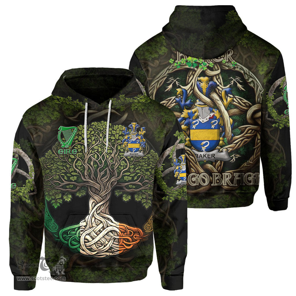 ScotsTee Shop Irish Baker Coat of Arms Irish Hoodie Family Crest Irish Is My Root Hoodie