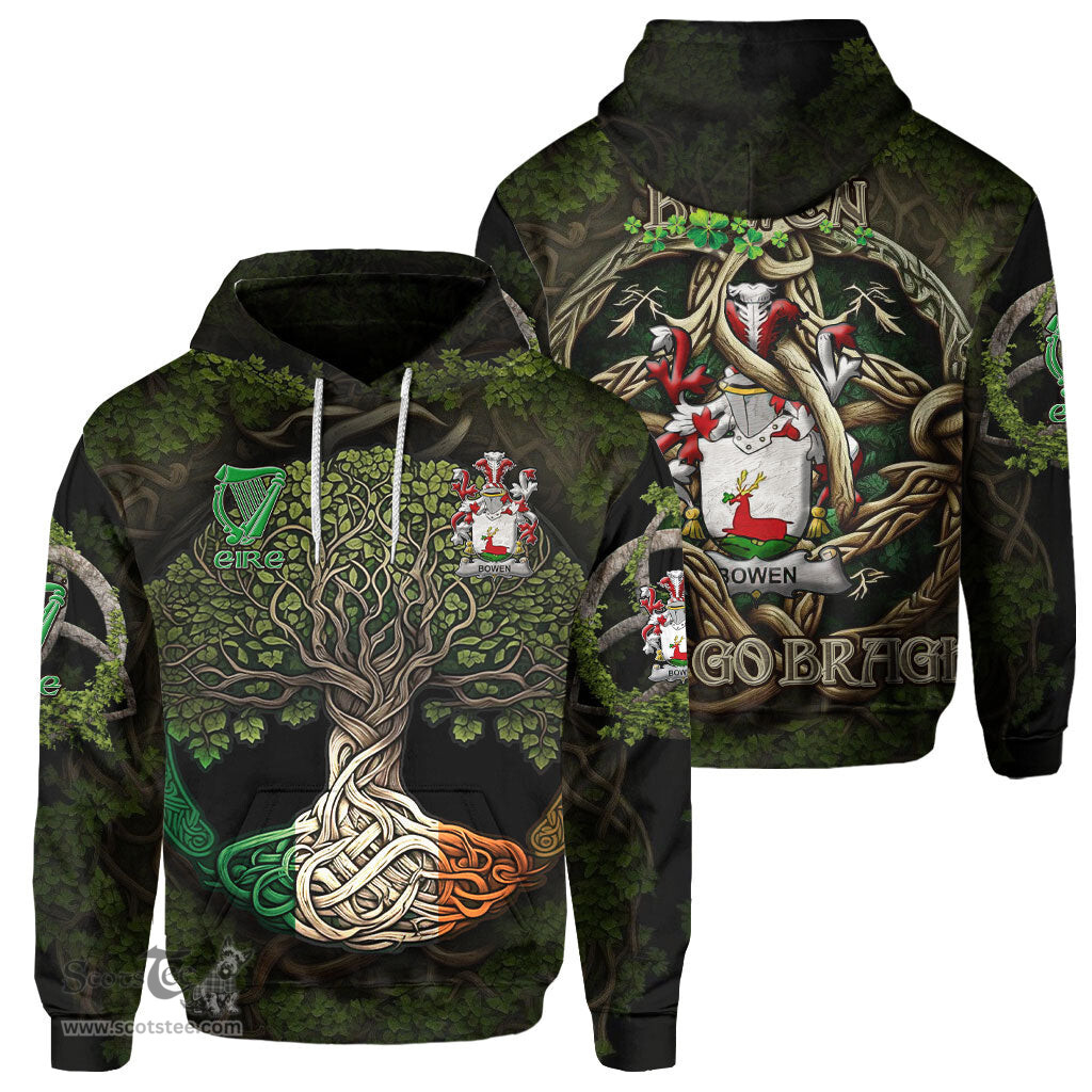 ScotsTee Shop Irish Bowen Coat of Arms Irish Hoodie Family Crest Irish Is My Root Hoodie