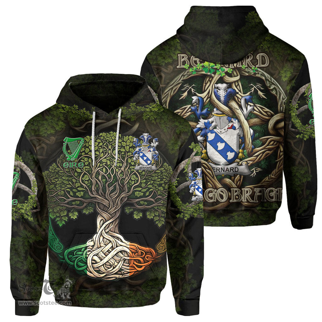 ScotsTee Shop Irish Bernard Coat of Arms Irish Hoodie Family Crest Irish Is My Root Hoodie