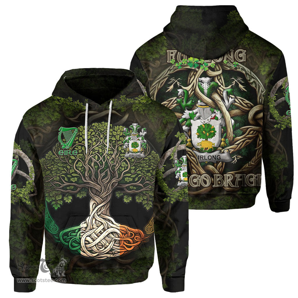 ScotsTee Shop Irish Furlong Coat of Arms Irish Hoodie Family Crest Irish Is My Root Hoodie