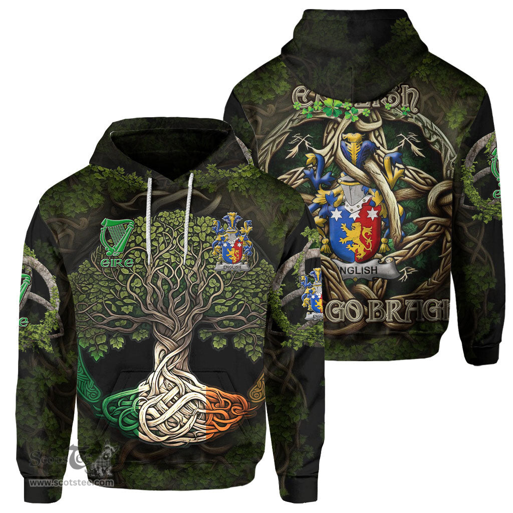 ScotsTee Shop Irish English Coat of Arms Irish Hoodie Family Crest Irish Is My Root Hoodie