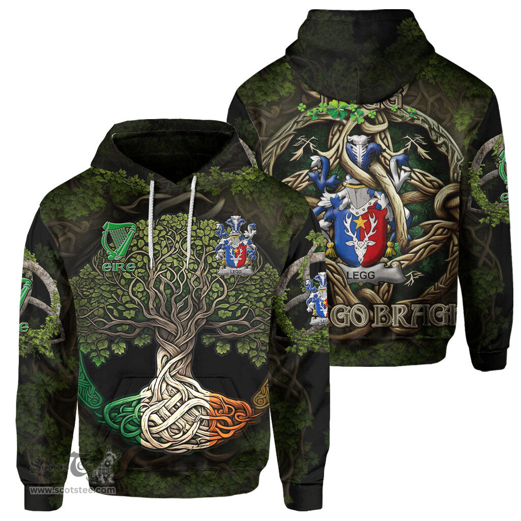 ScotsTee Shop Irish Legg or Legge Coat of Arms Irish Hoodie Family Crest Irish Is My Root Hoodie