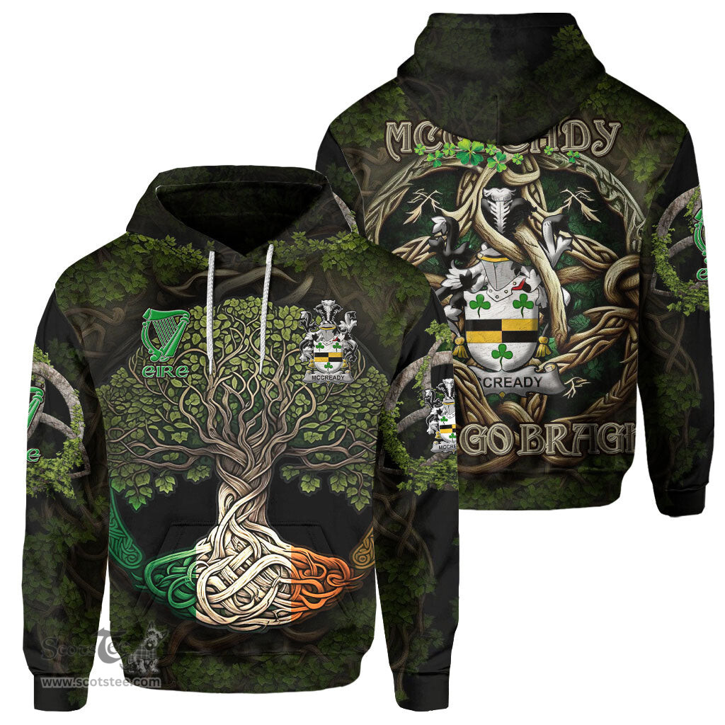 ScotsTee Shop Irish McCready or McCreadie Coat of Arms Irish Hoodie Family Crest Irish Is My Root Hoodie
