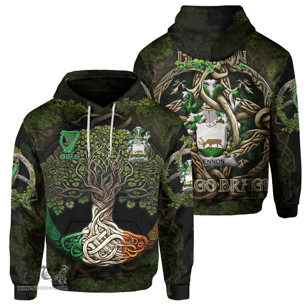 ScotsTee Shop Irish Lennon or O Lennon Coat of Arms Irish Hoodie Family Crest Irish Is My Root Hoodie