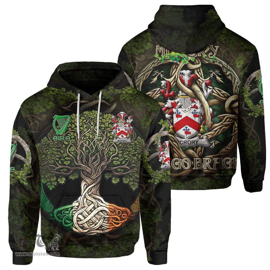 ScotsTee Shop Irish McRory or McCrory Coat of Arms Irish Hoodie Family Crest Irish Is My Root Hoodie