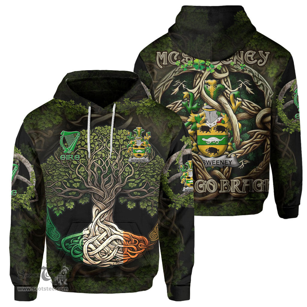 ScotsTee Shop Irish McSweeney Coat of Arms Irish Hoodie Family Crest Irish Is My Root Hoodie