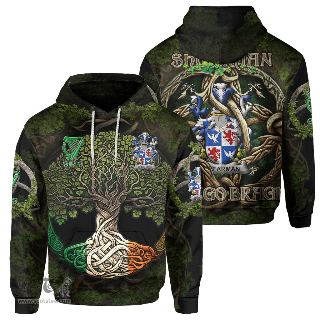 ScotsTee Shop Irish Shearman Coat of Arms Irish Hoodie Family Crest Irish Is My Root Hoodie
