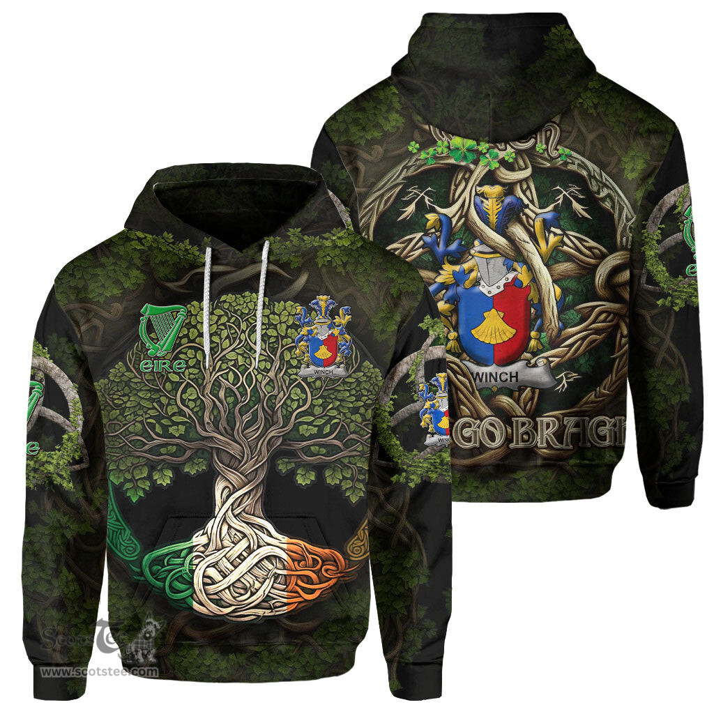 ScotsTee Shop Irish Winch Coat of Arms Irish Hoodie Family Crest Irish Is My Root Hoodie