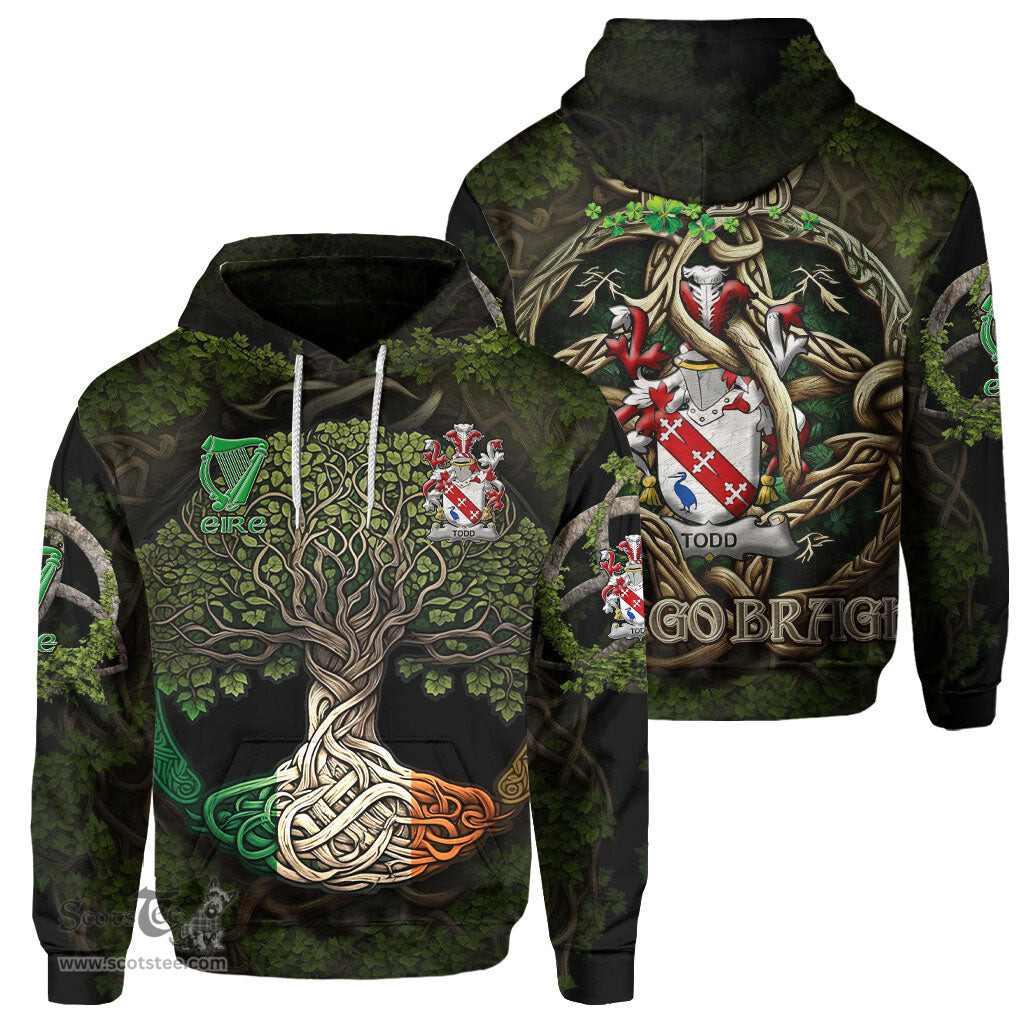 ScotsTee Shop Irish Todd or Tod Coat of Arms Irish Hoodie Family Crest Irish Is My Root Hoodie