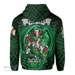 ScotsTee Shop Irish Atkinson Coat of Arms Irish Hoodie Family Crest Green Dragon Of Ireland Hoodie
