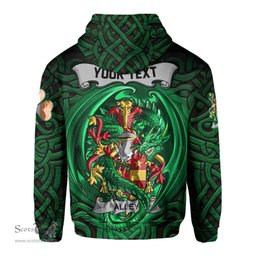 ScotsTee Shop Irish Alley Coat of Arms Irish Hoodie Family Crest Green Dragon Of Ireland Hoodie