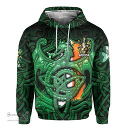 ScotsTee Shop Irish Ashmore Coat of Arms Irish Hoodie Family Crest Green Dragon Of Ireland Hoodie