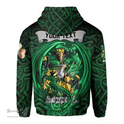 ScotsTee Shop Irish Avery Coat of Arms Irish Hoodie Family Crest Green Dragon Of Ireland Hoodie