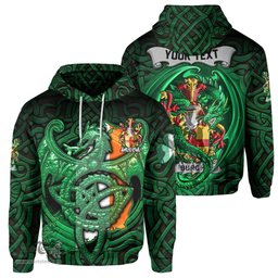 ScotsTee Shop Irish Burgh Coat of Arms Irish Hoodie Family Crest Green Dragon Of Ireland Hoodie