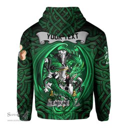 ScotsTee Shop Irish Brounker Coat of Arms Irish Hoodie Family Crest Green Dragon Of Ireland Hoodie