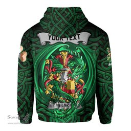 ScotsTee Shop Irish Burke Coat of Arms Irish Hoodie Family Crest Green Dragon Of Ireland Hoodie